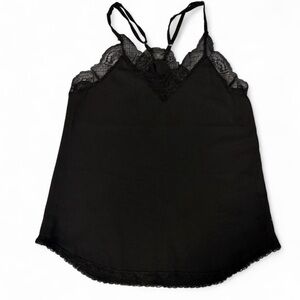 Black Lace Trim Camisole Top with Bow Detail Size Small - Coquette Y2K